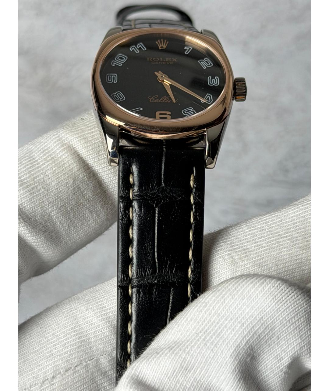 ROLEX Черные часы из розового золота, фото 4
