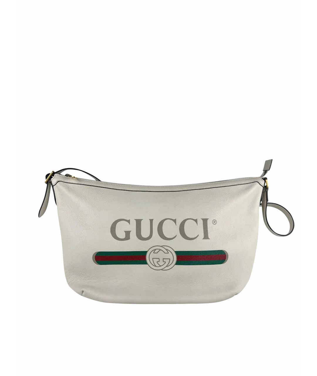 GUCCI Белая кожаная сумка через плечо, фото 6