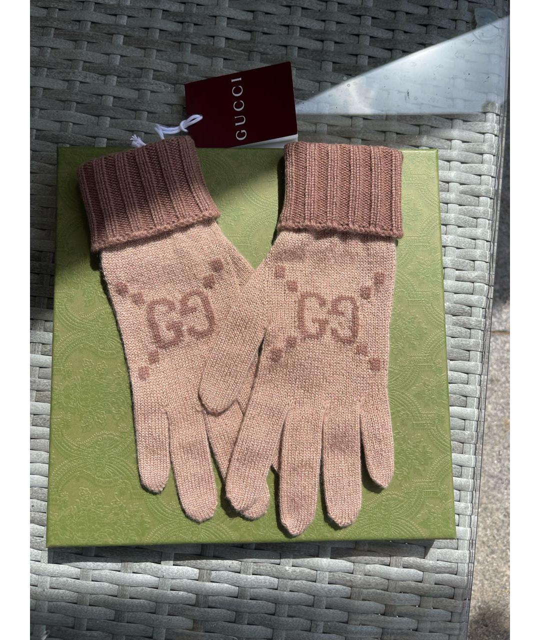GUCCI Розовые кашемировые варежки, фото 5