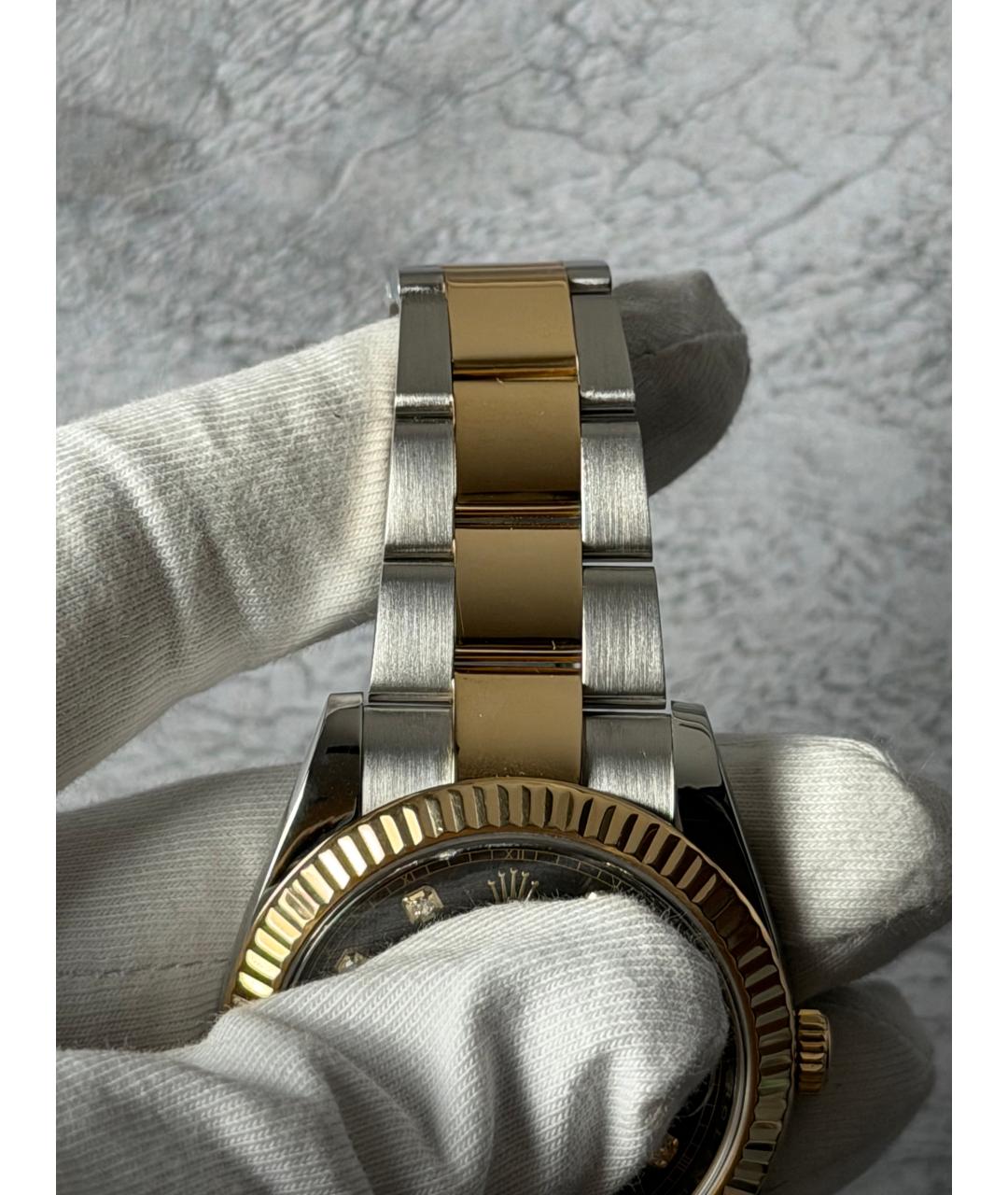 ROLEX Черные часы из желтого золота, фото 7