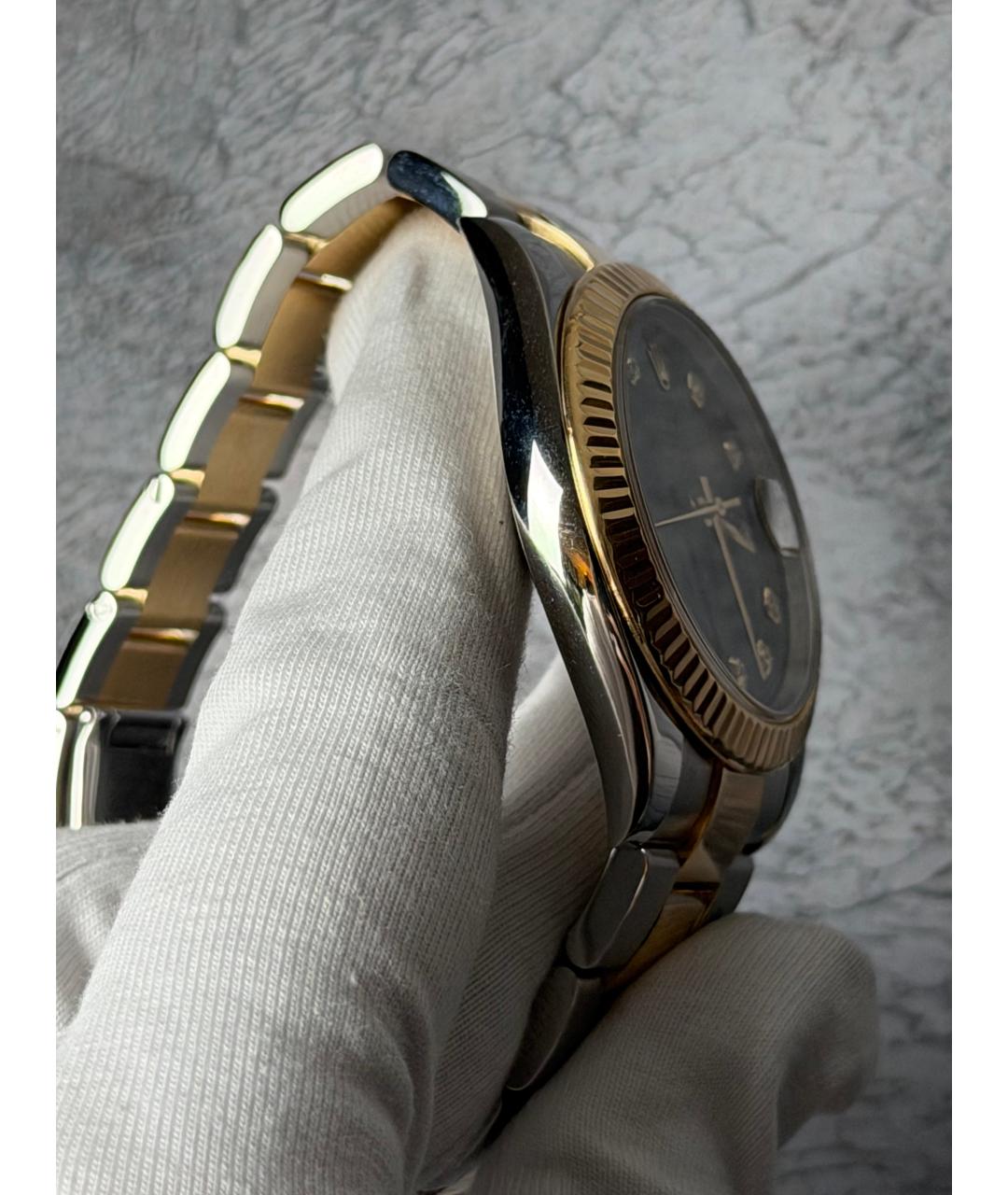 ROLEX Черные часы из желтого золота, фото 5
