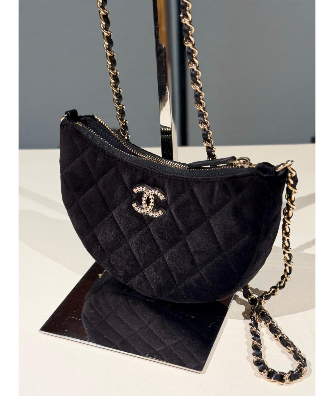 CHANEL Черная бархатная сумка через плечо, фото 3