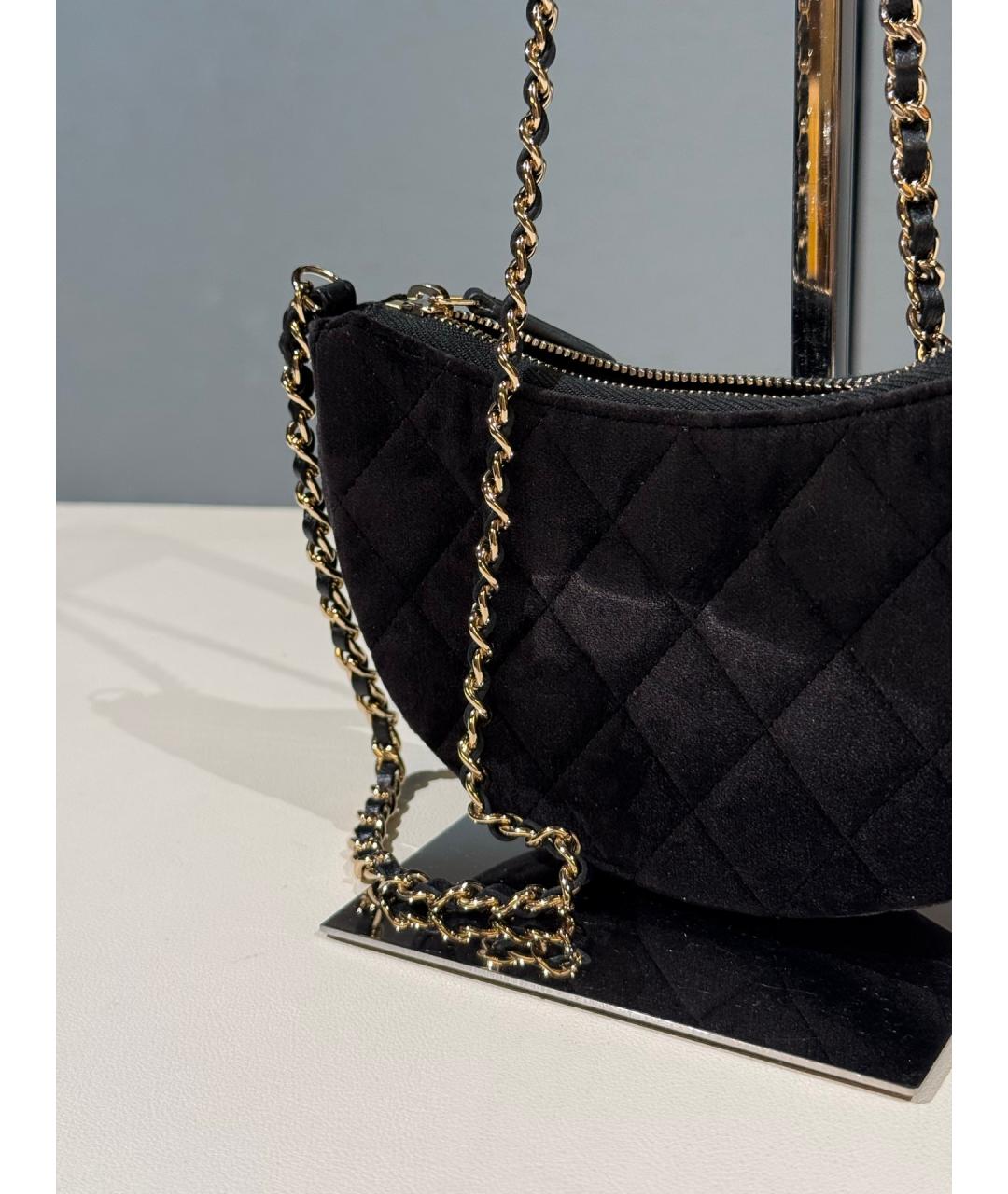 CHANEL Черная бархатная сумка через плечо, фото 6