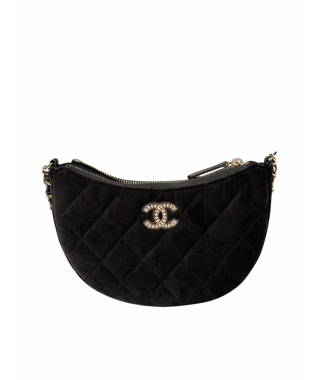 CHANEL Черная бархатная сумка через плечо, фото 1