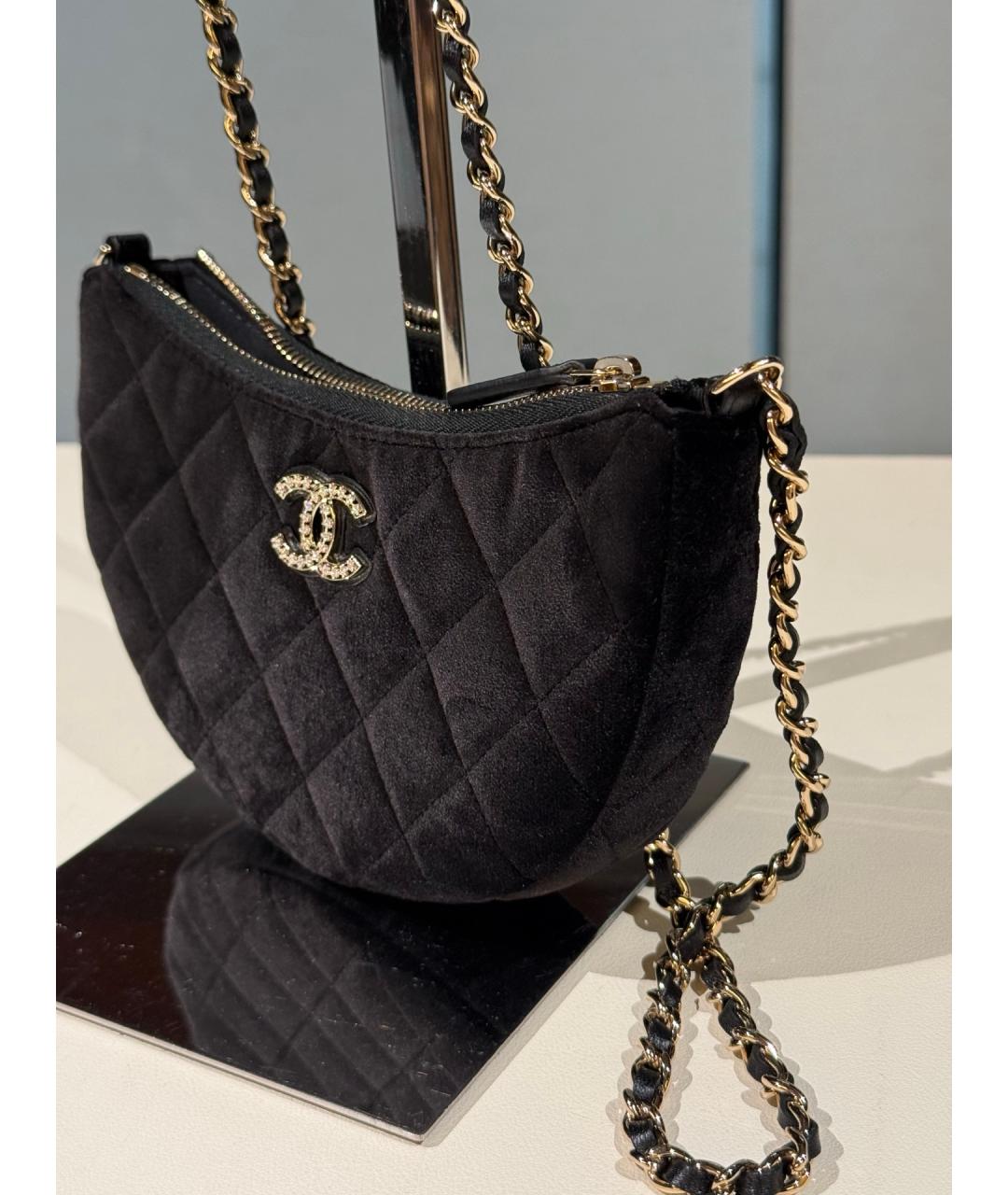 CHANEL Черная бархатная сумка через плечо, фото 4