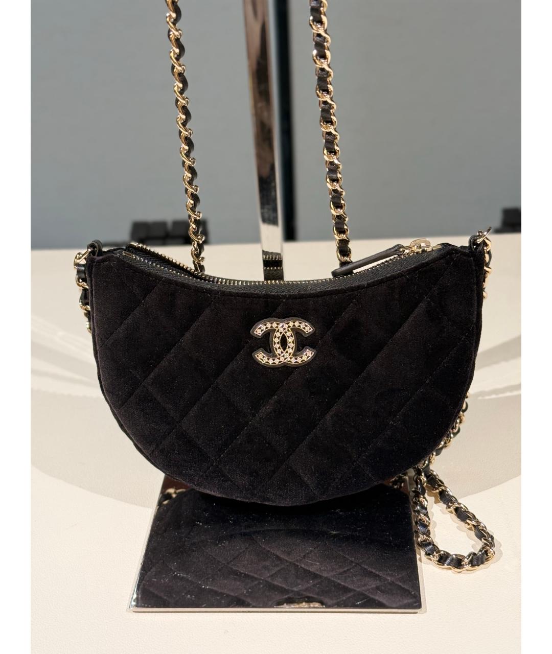 CHANEL Черная бархатная сумка через плечо, фото 7