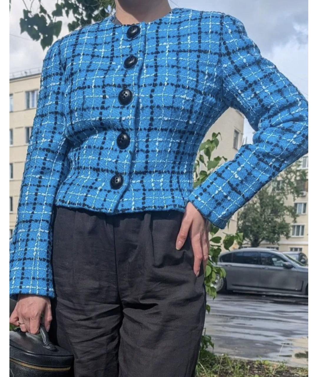 CHRISTIAN DIOR Голубой шерстяной жакет/пиджак, фото 6