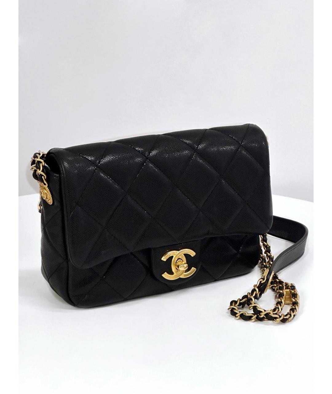 CHANEL Черная кожаная сумка через плечо, фото 4