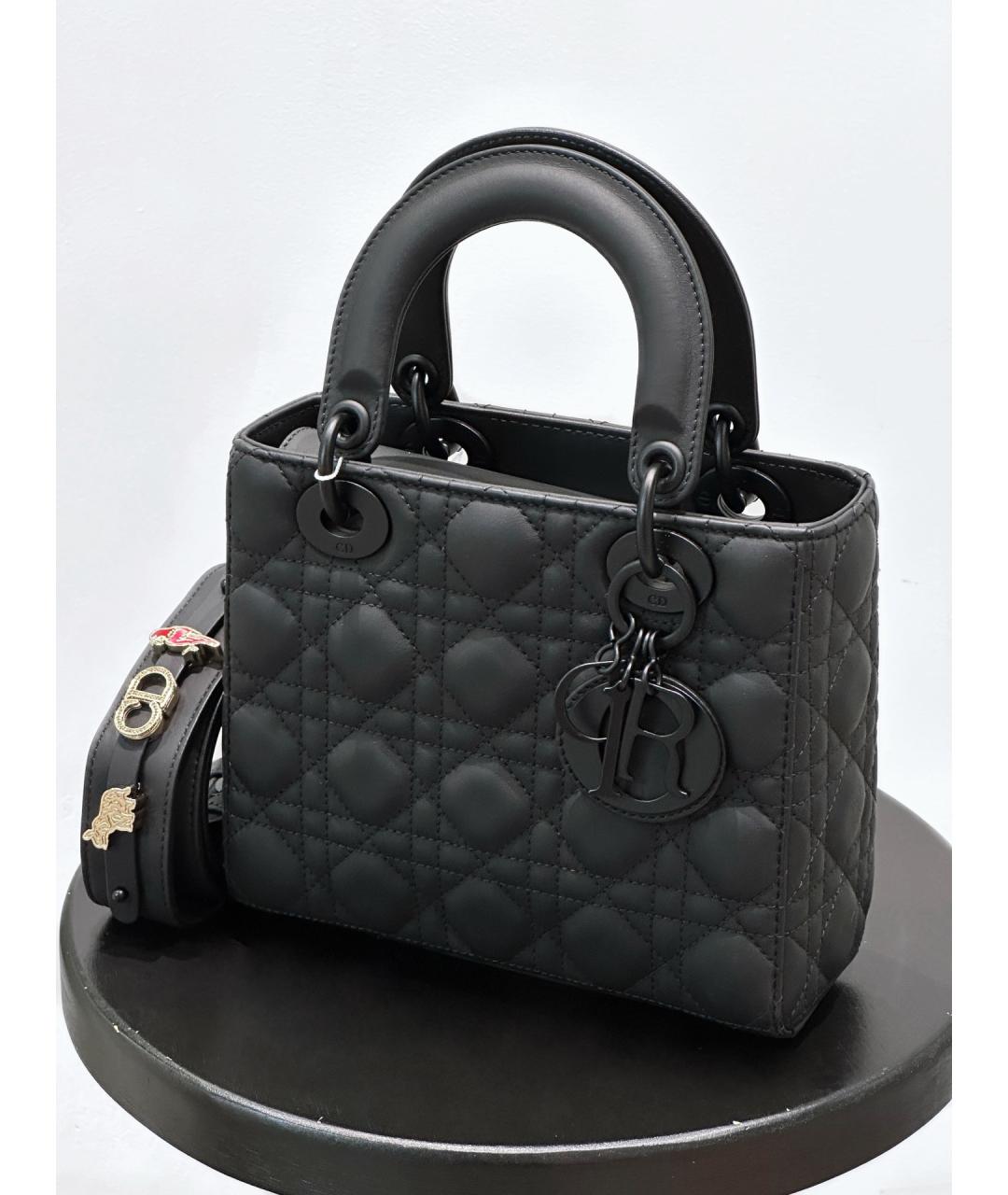 CHRISTIAN DIOR Черная кожаная сумка с короткими ручками, фото 3