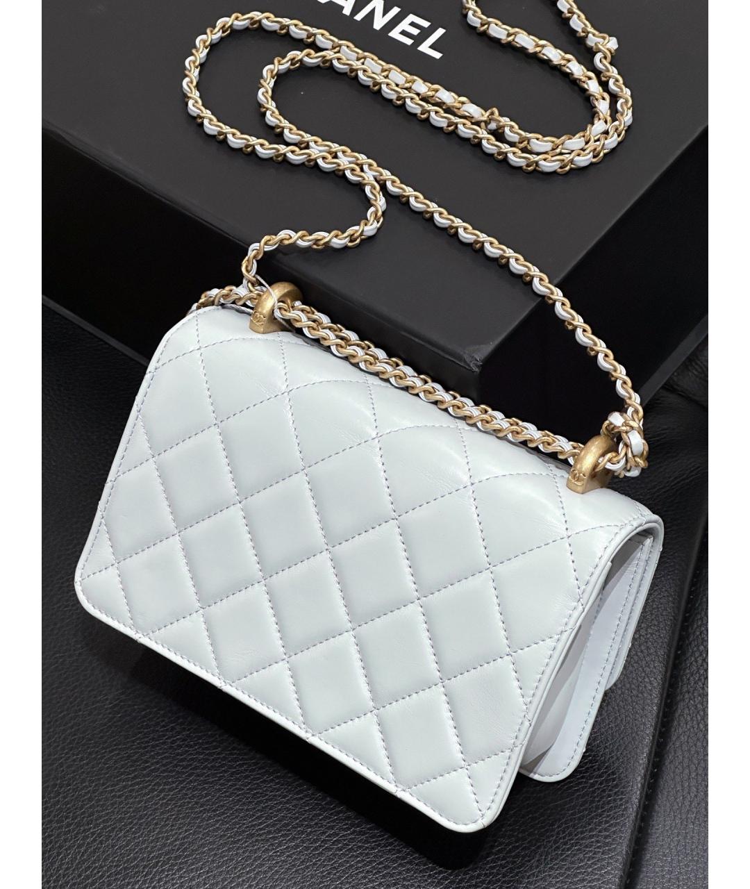 CHANEL Голубая кожаная сумка через плечо, фото 2