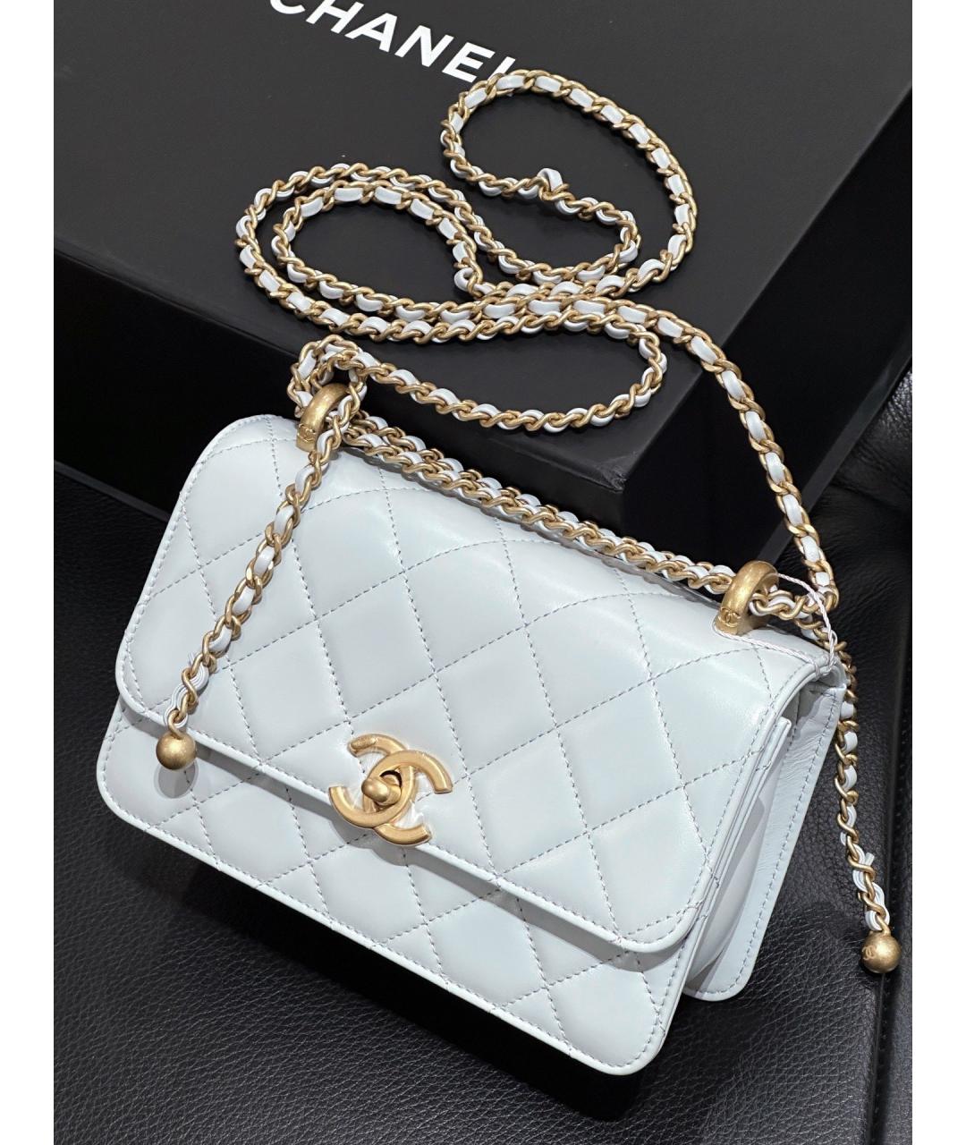 CHANEL Голубая кожаная сумка через плечо, фото 4