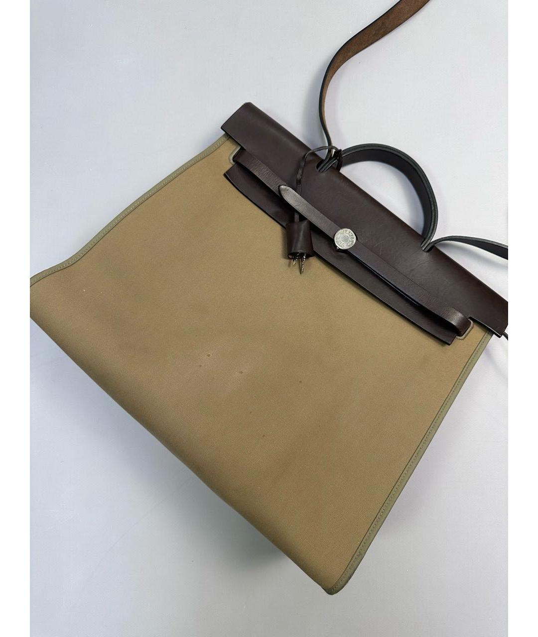 HERMES Коричневая тканевая сумка через плечо, фото 2