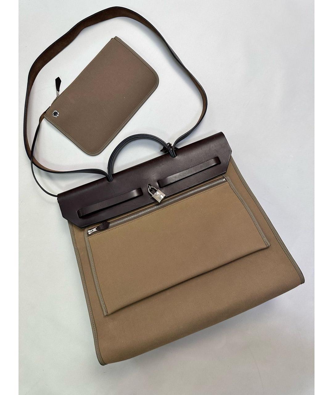 HERMES Коричневая тканевая сумка через плечо, фото 3