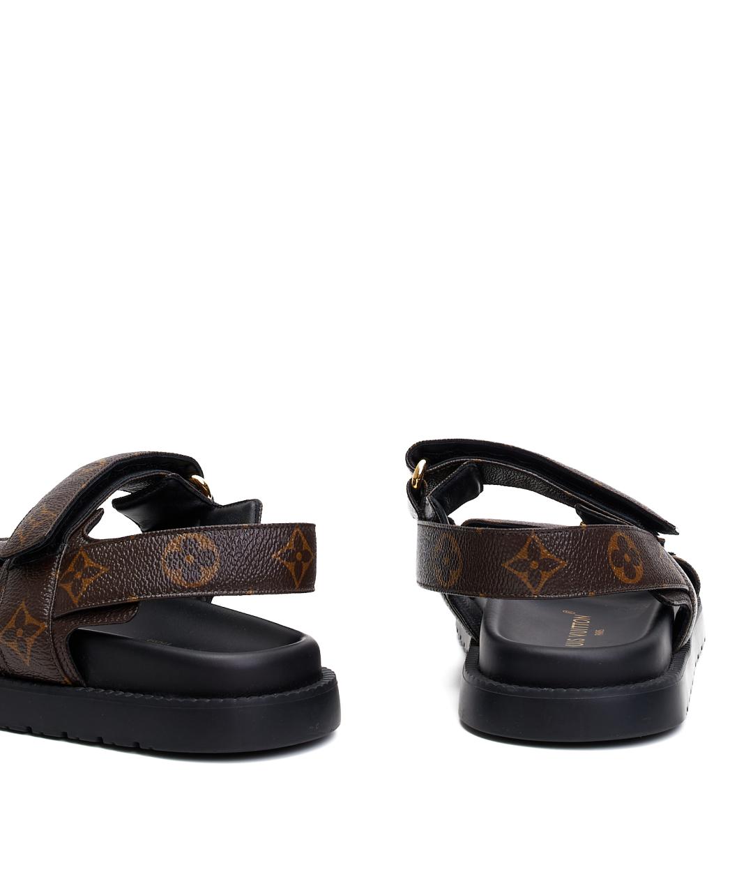 LOUIS VUITTON Коричневые кожаные сандалии, фото 7