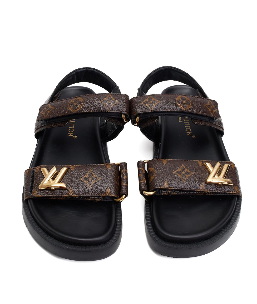 LOUIS VUITTON Коричневые кожаные сандалии, фото 2
