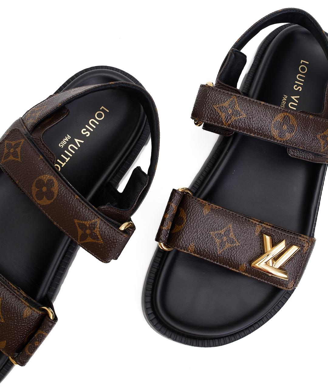 LOUIS VUITTON Коричневые кожаные сандалии, фото 3