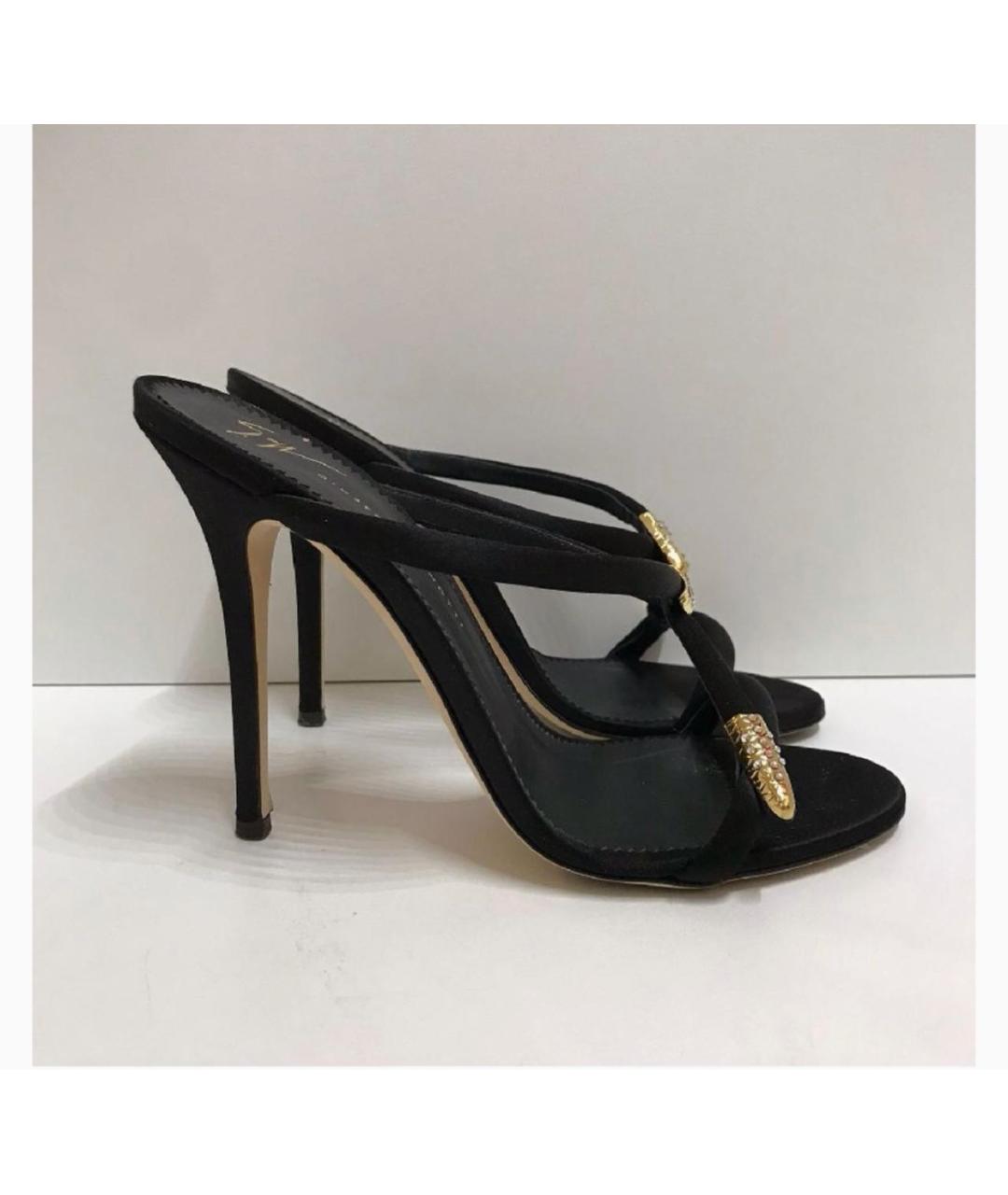 GIUSEPPE ZANOTTI DESIGN Черные бархатные босоножки, фото 5