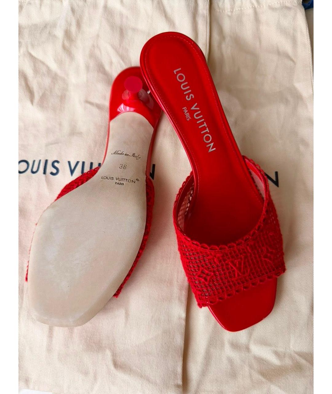 LOUIS VUITTON Красные текстильные мюли, фото 3