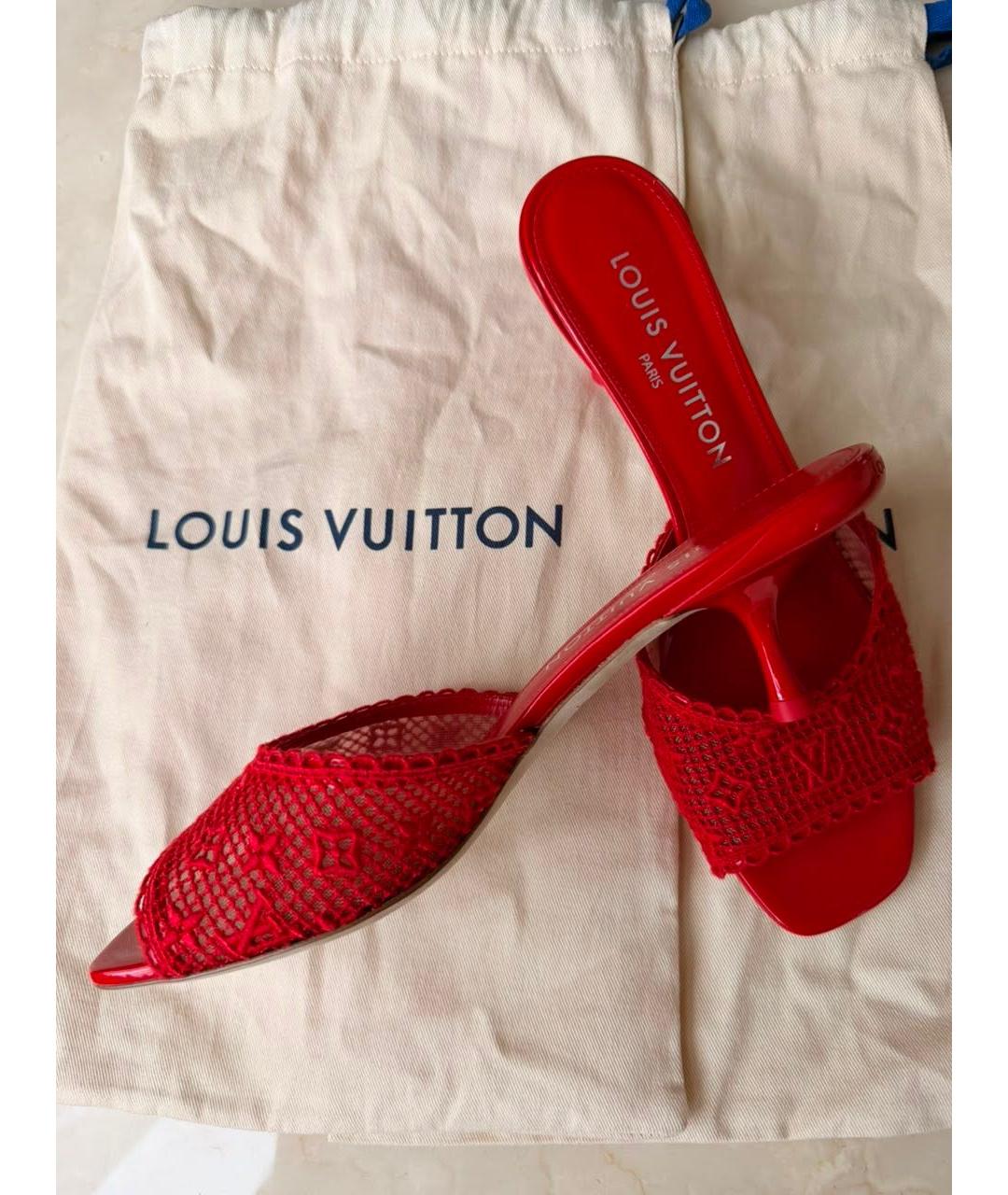 LOUIS VUITTON Красные текстильные мюли, фото 5