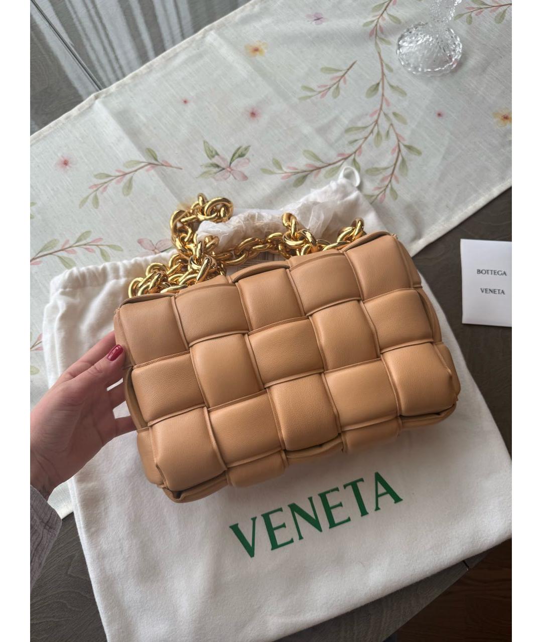 BOTTEGA VENETA Бежевая кожаная сумка через плечо, фото 3