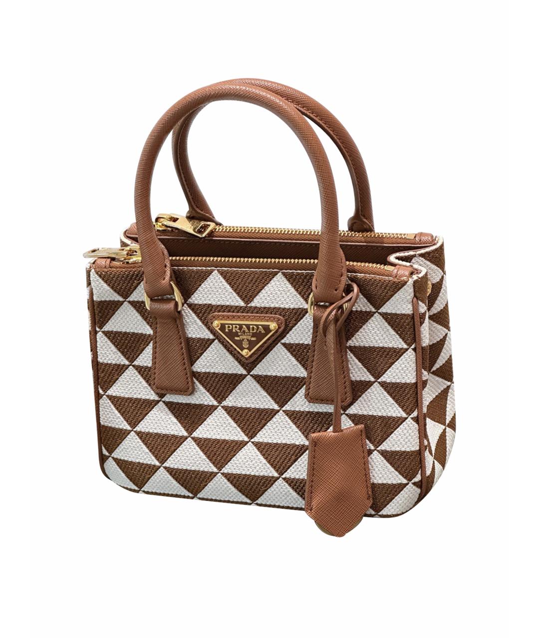 PRADA Коричневая жаккардовая сумка тоут, фото 1