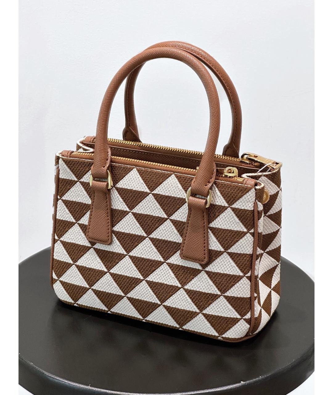 PRADA Коричневая жаккардовая сумка тоут, фото 2