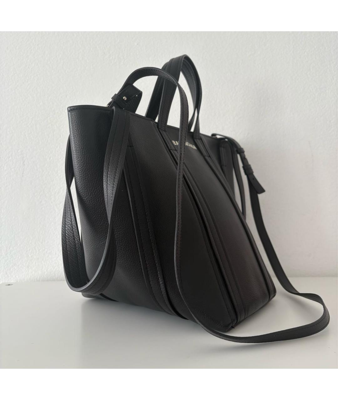 BALENCIAGA Черная кожаная сумка тоут, фото 2