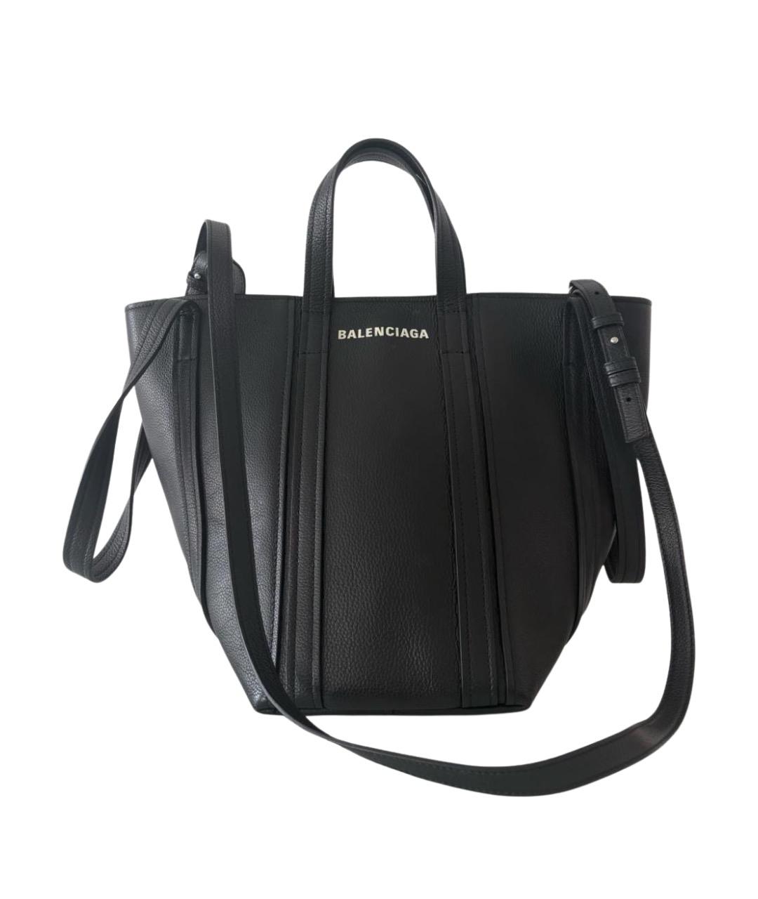 BALENCIAGA Черная кожаная сумка тоут, фото 1