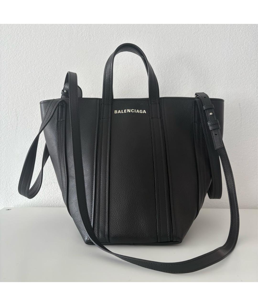 BALENCIAGA Черная кожаная сумка тоут, фото 7