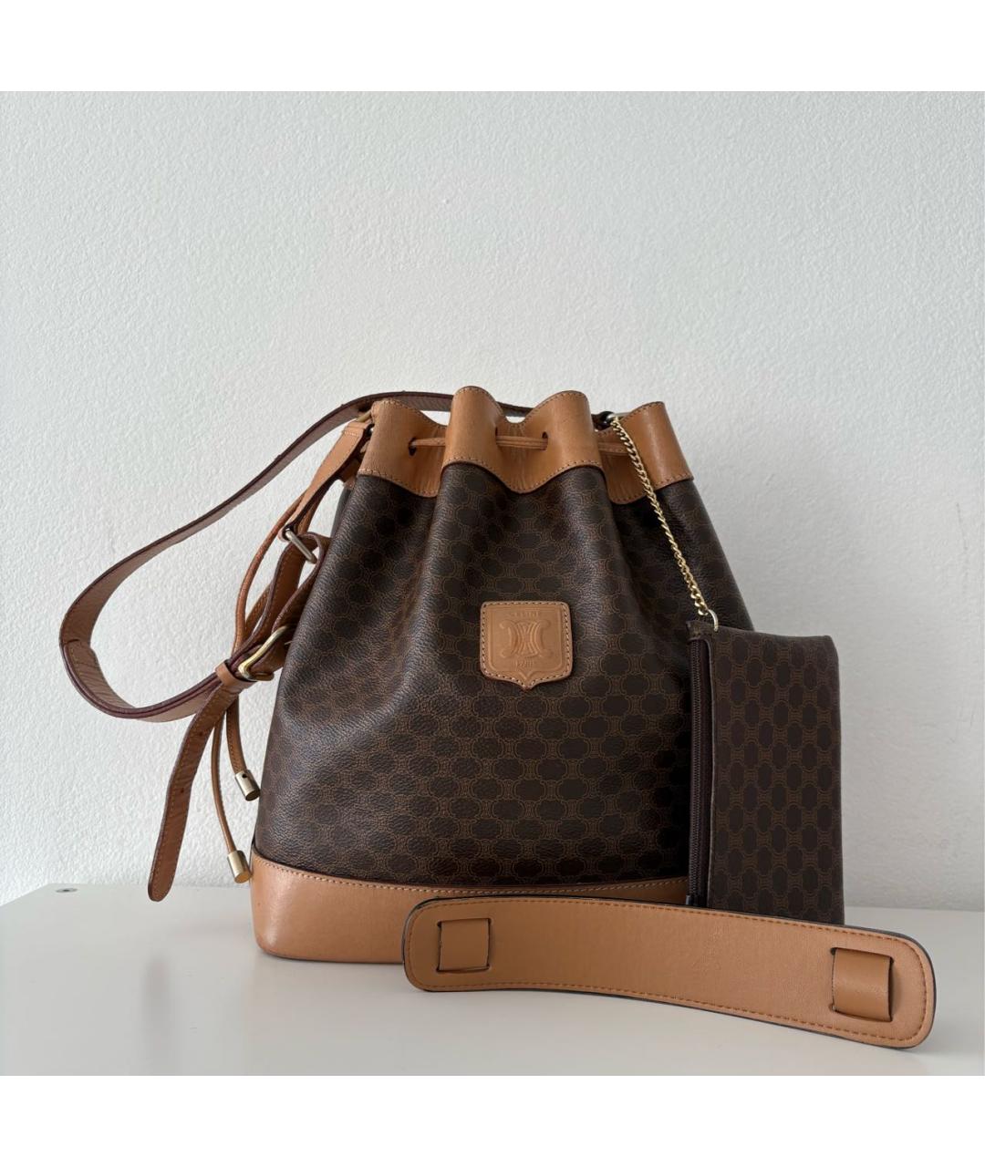 CELINE Коричневая кожаная сумка тоут, фото 7