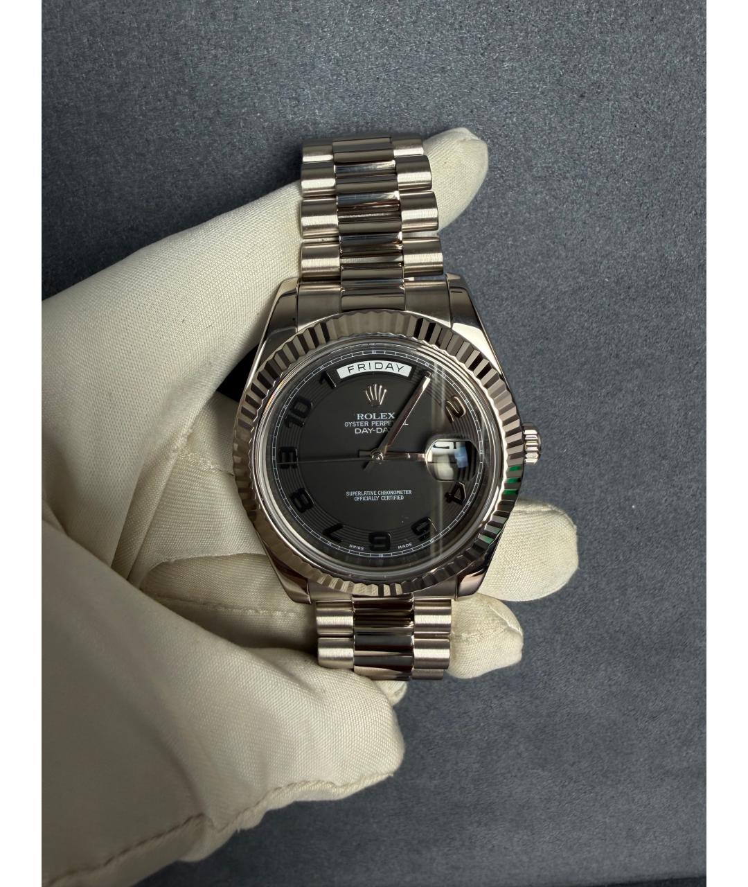 ROLEX Черные часы из белого золота, фото 2