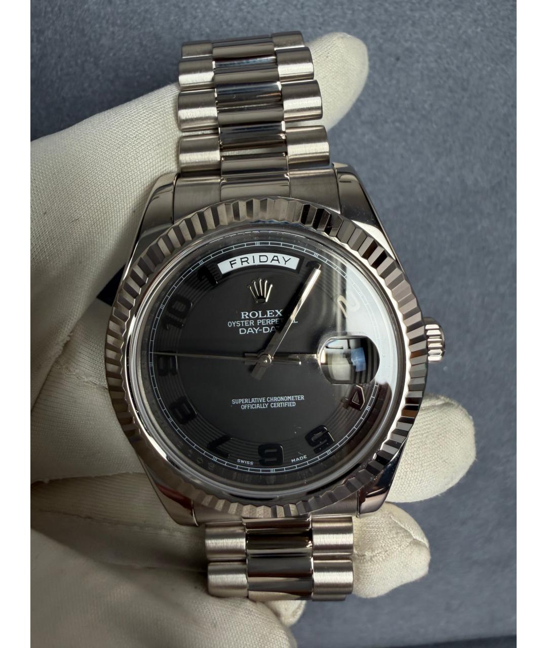 ROLEX Черные часы из белого золота, фото 3