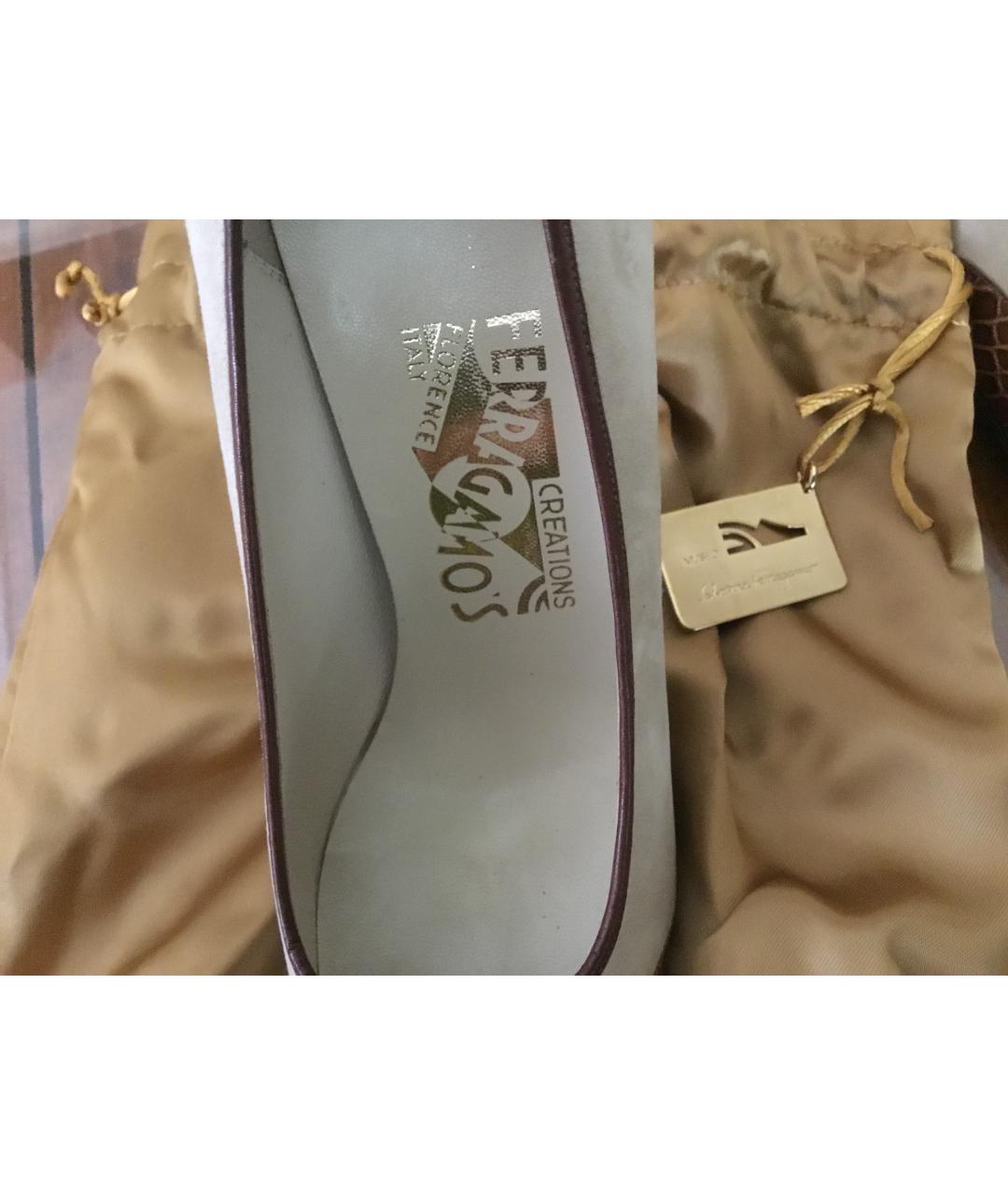 FERRAGAMO Бежевые кожаные туфли, фото 6