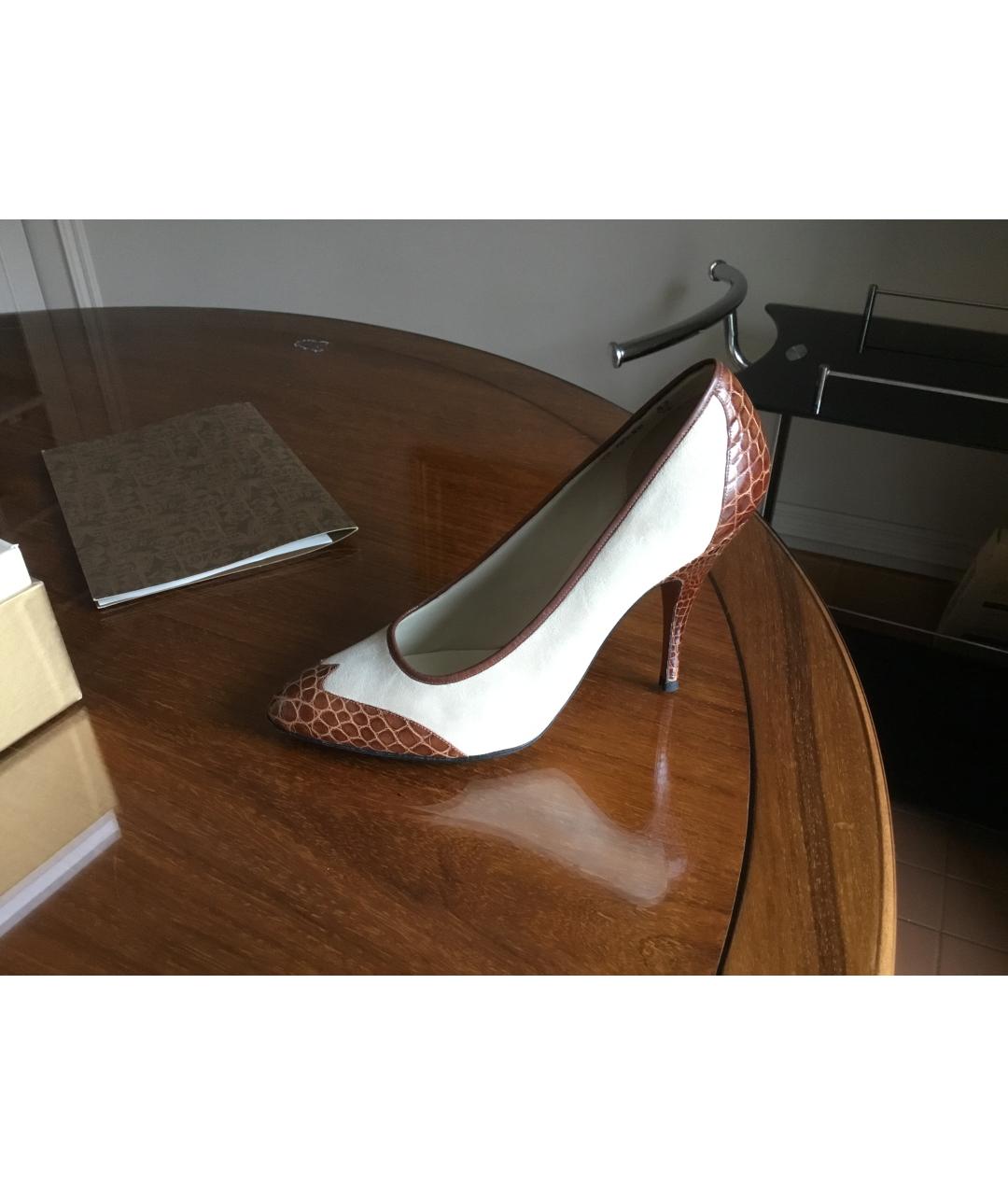FERRAGAMO Бежевые кожаные туфли, фото 8