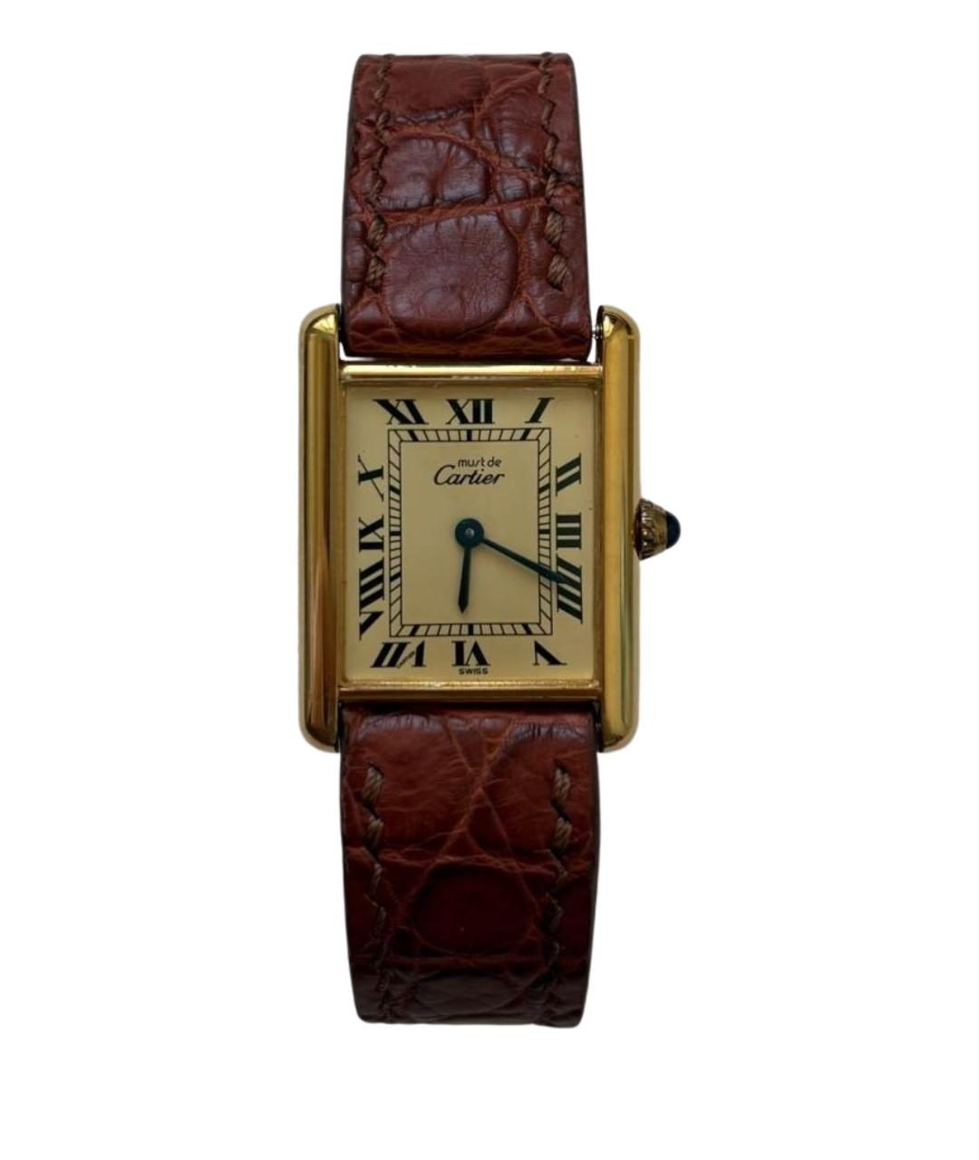 CARTIER Коричневые позолоченные часы, фото 1