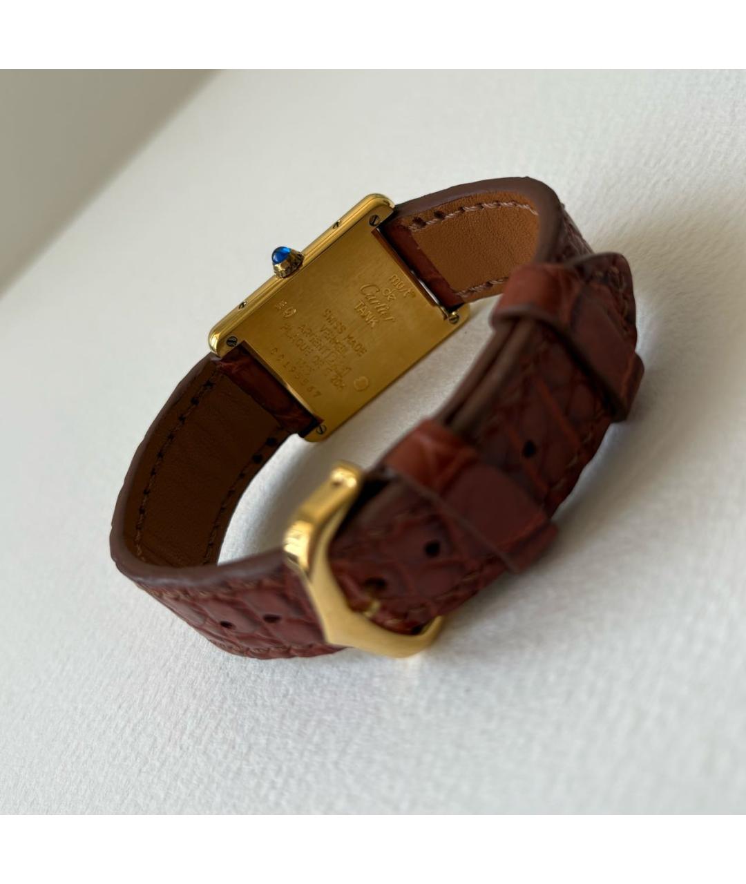 CARTIER Коричневые позолоченные часы, фото 6
