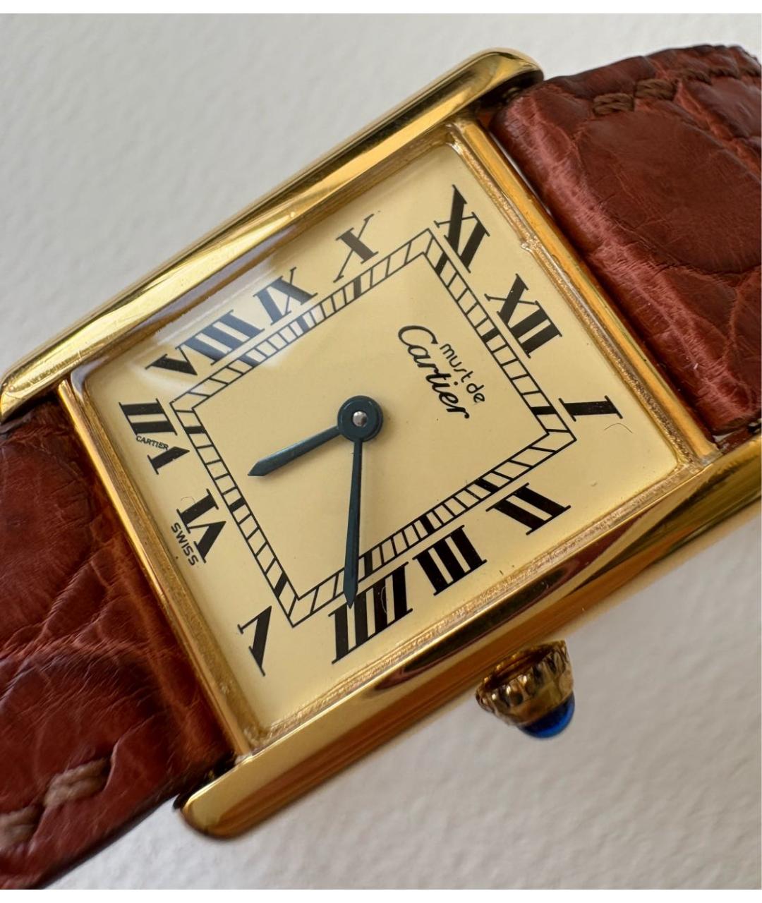 CARTIER Коричневые позолоченные часы, фото 2