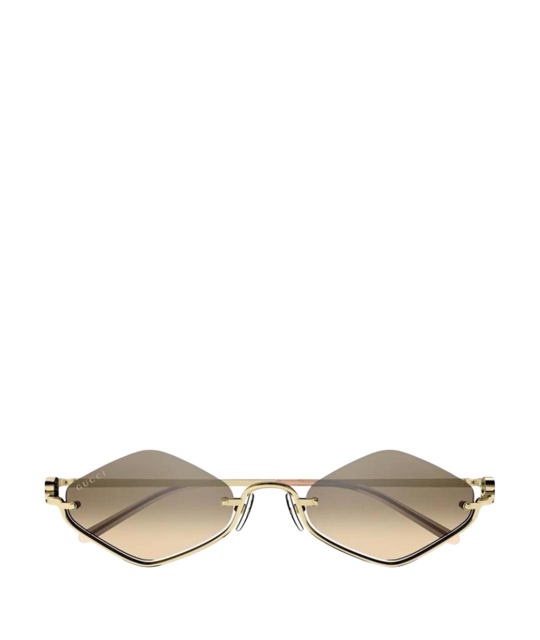 GUCCI Золотые металлические солнцезащитные очки, фото 1