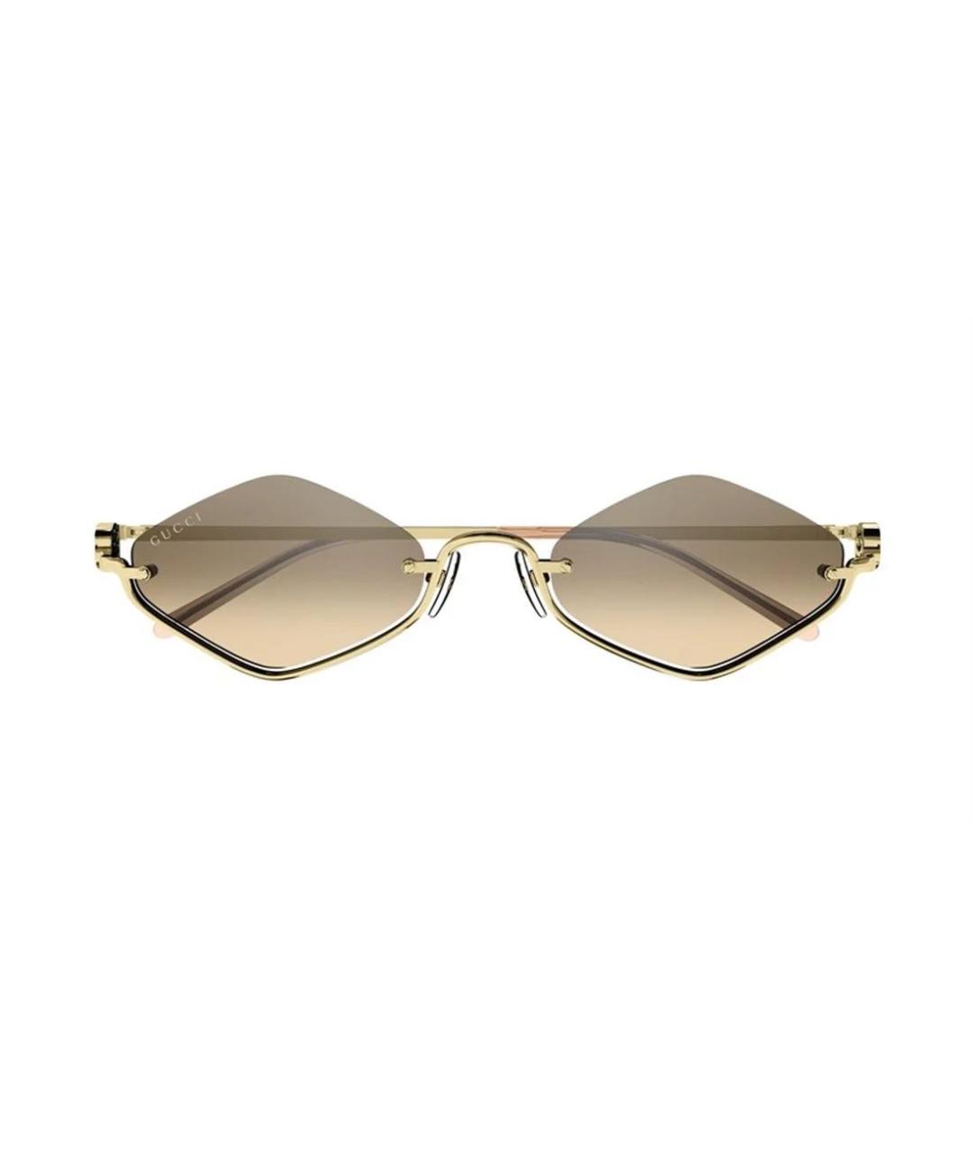 GUCCI Золотые металлические солнцезащитные очки, фото 9