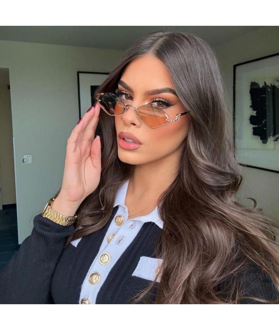 GUCCI Золотые металлические солнцезащитные очки, фото 8