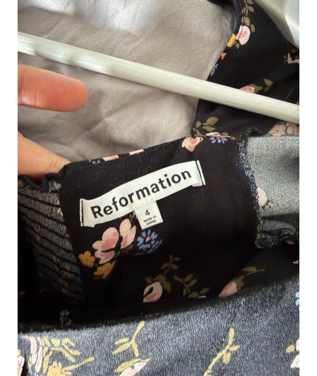 REFORMATION Черное вискозное коктейльное платье, фото 4