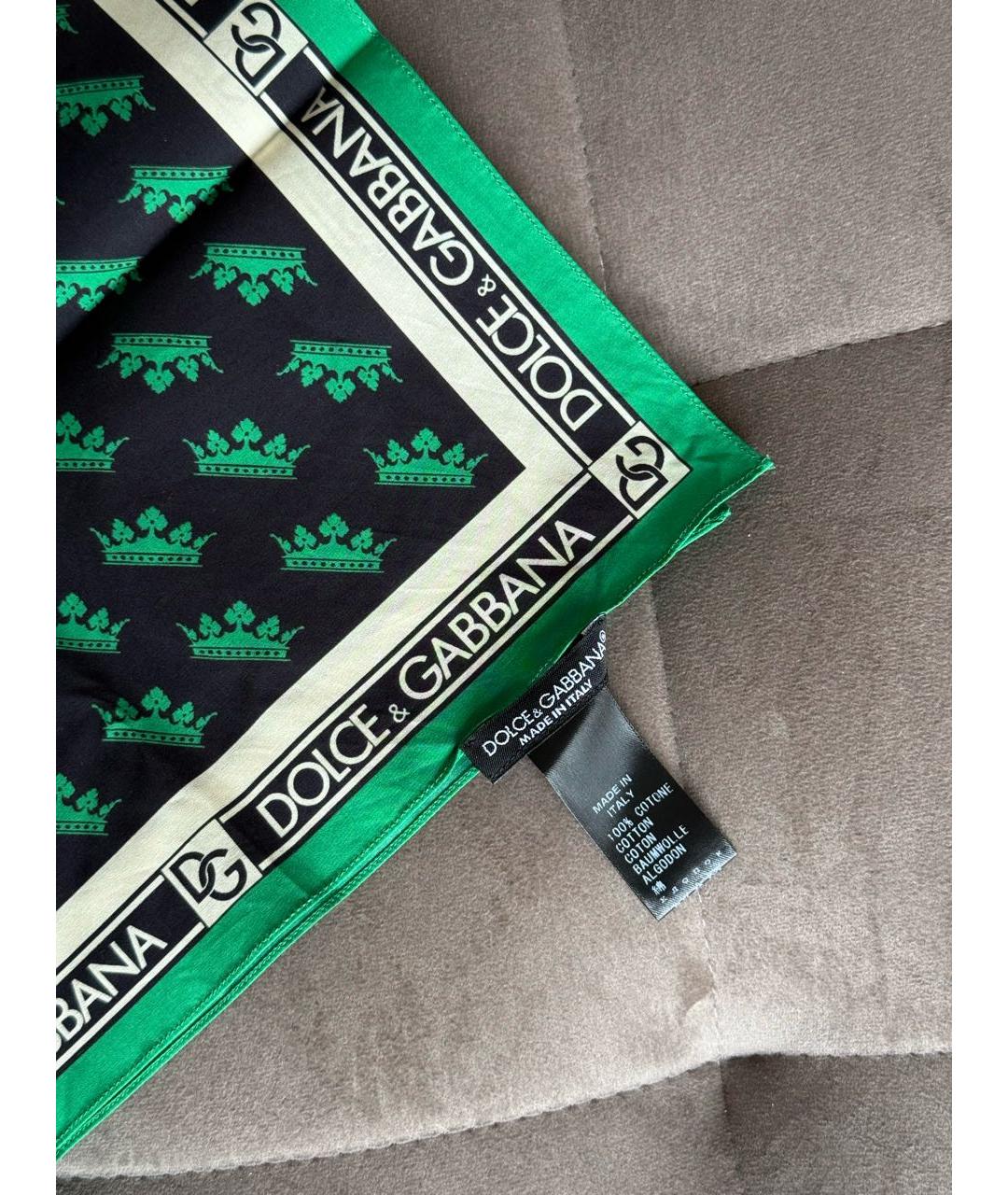 DOLCE&GABBANA Зеленый хлопковый платок, фото 3