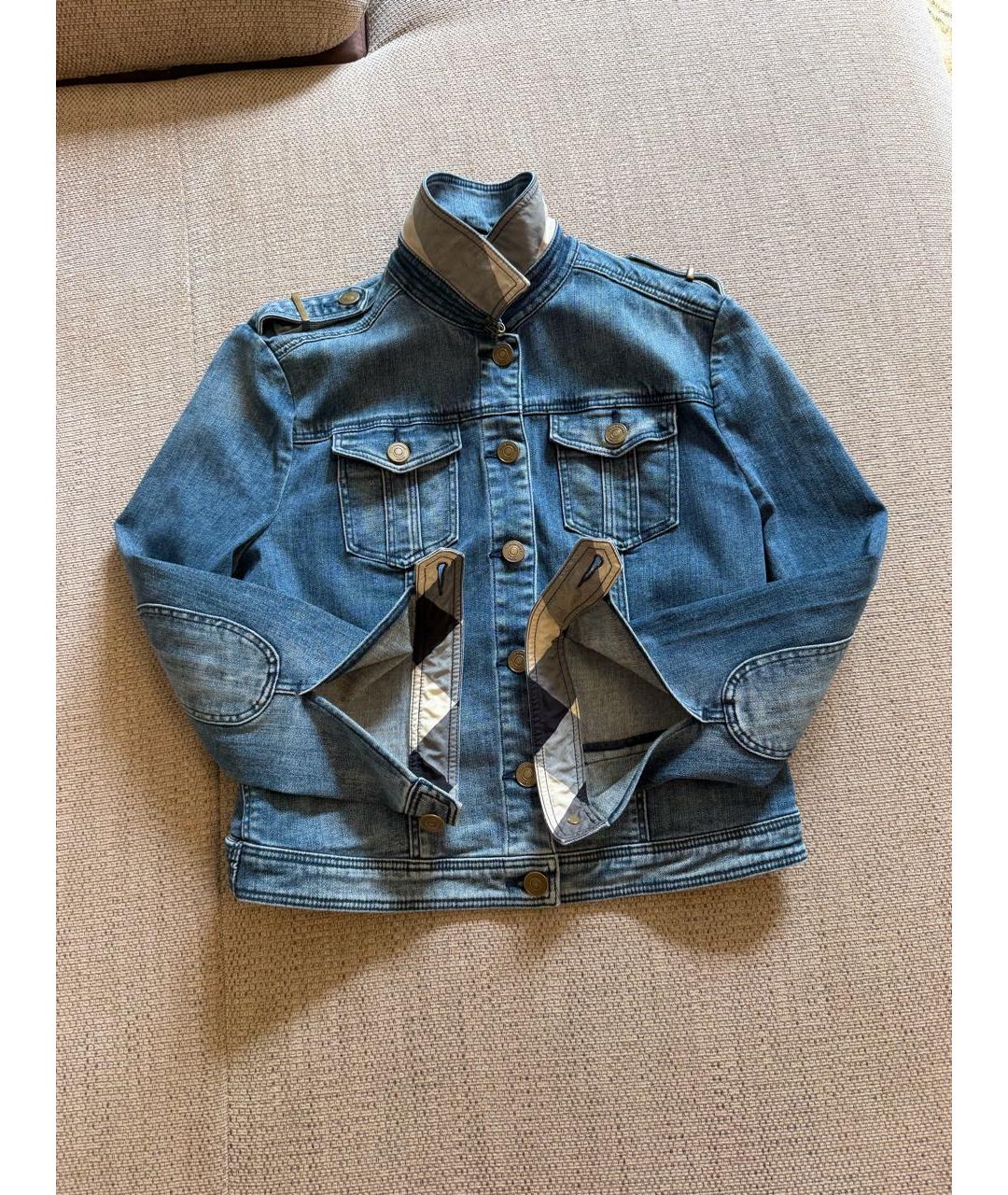 BURBERRY Голубая хлопковая куртка, фото 4