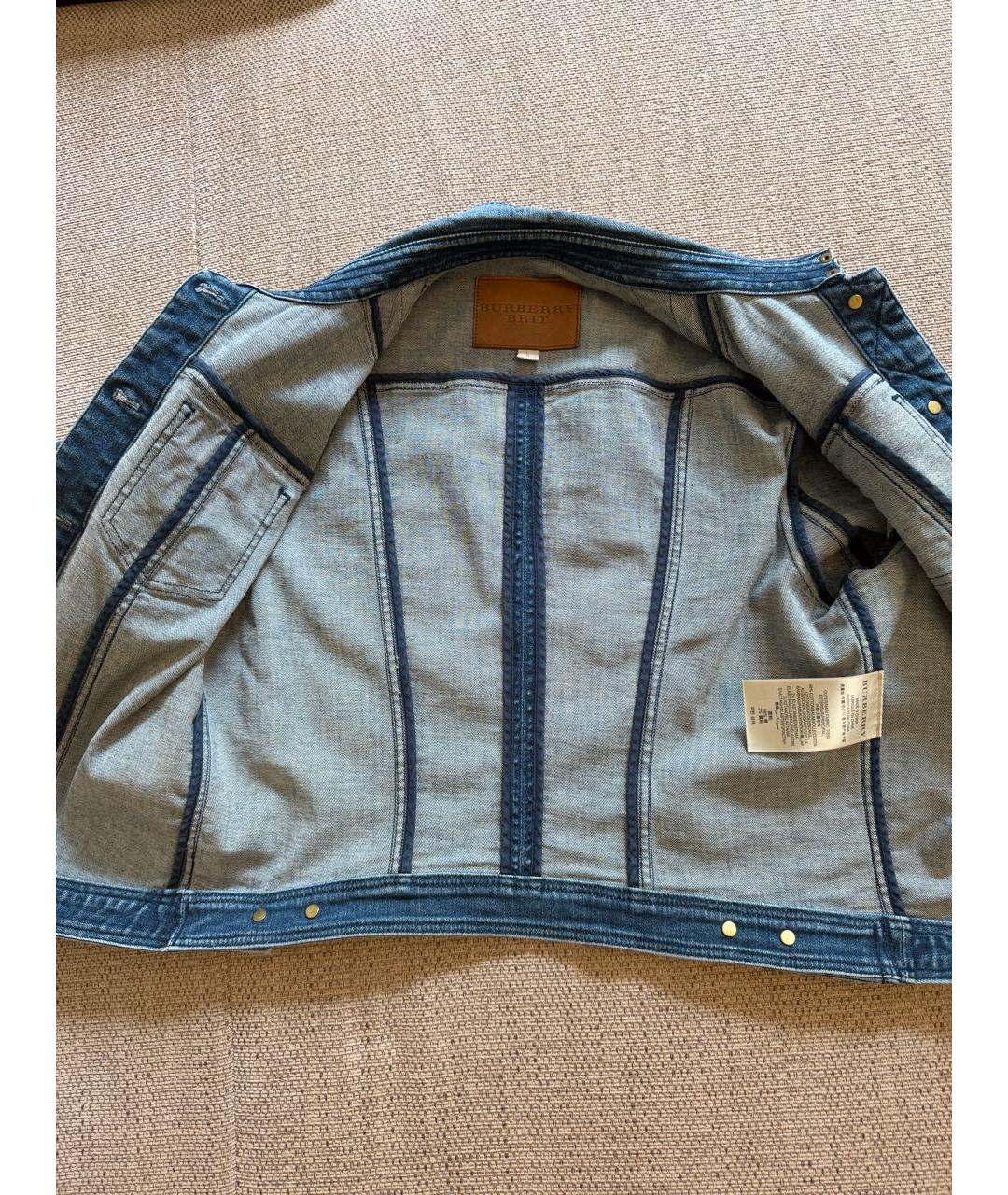 BURBERRY Голубая хлопковая куртка, фото 6