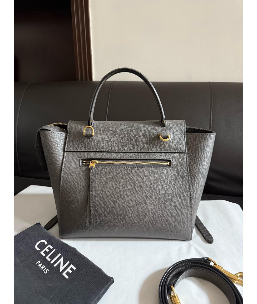 CELINE Серая кожаная сумка тоут, фото 2