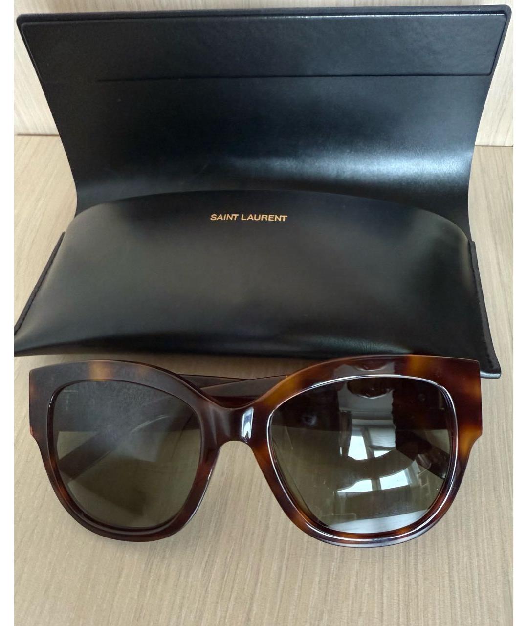 SAINT LAURENT Коричневые пластиковые солнцезащитные очки, фото 6