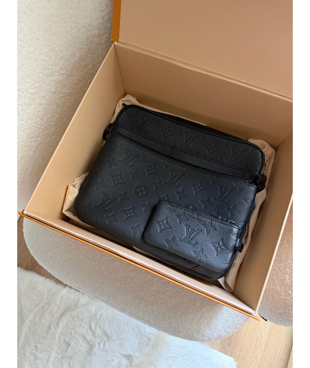 LOUIS VUITTON Черная кожаная сумка на плечо, фото 2