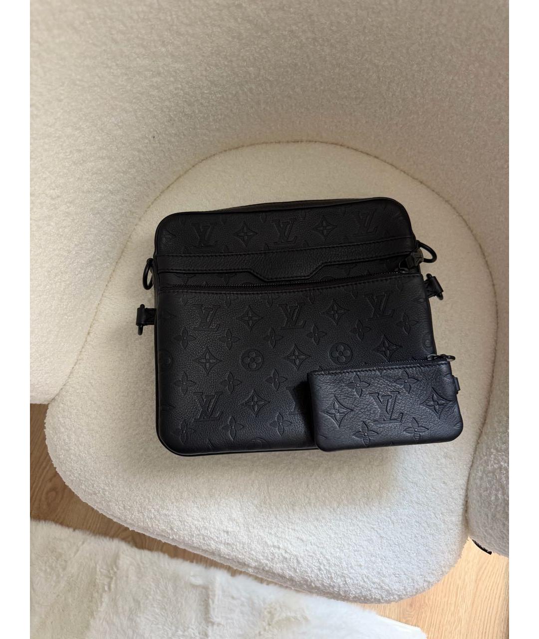 LOUIS VUITTON Черная кожаная сумка на плечо, фото 5