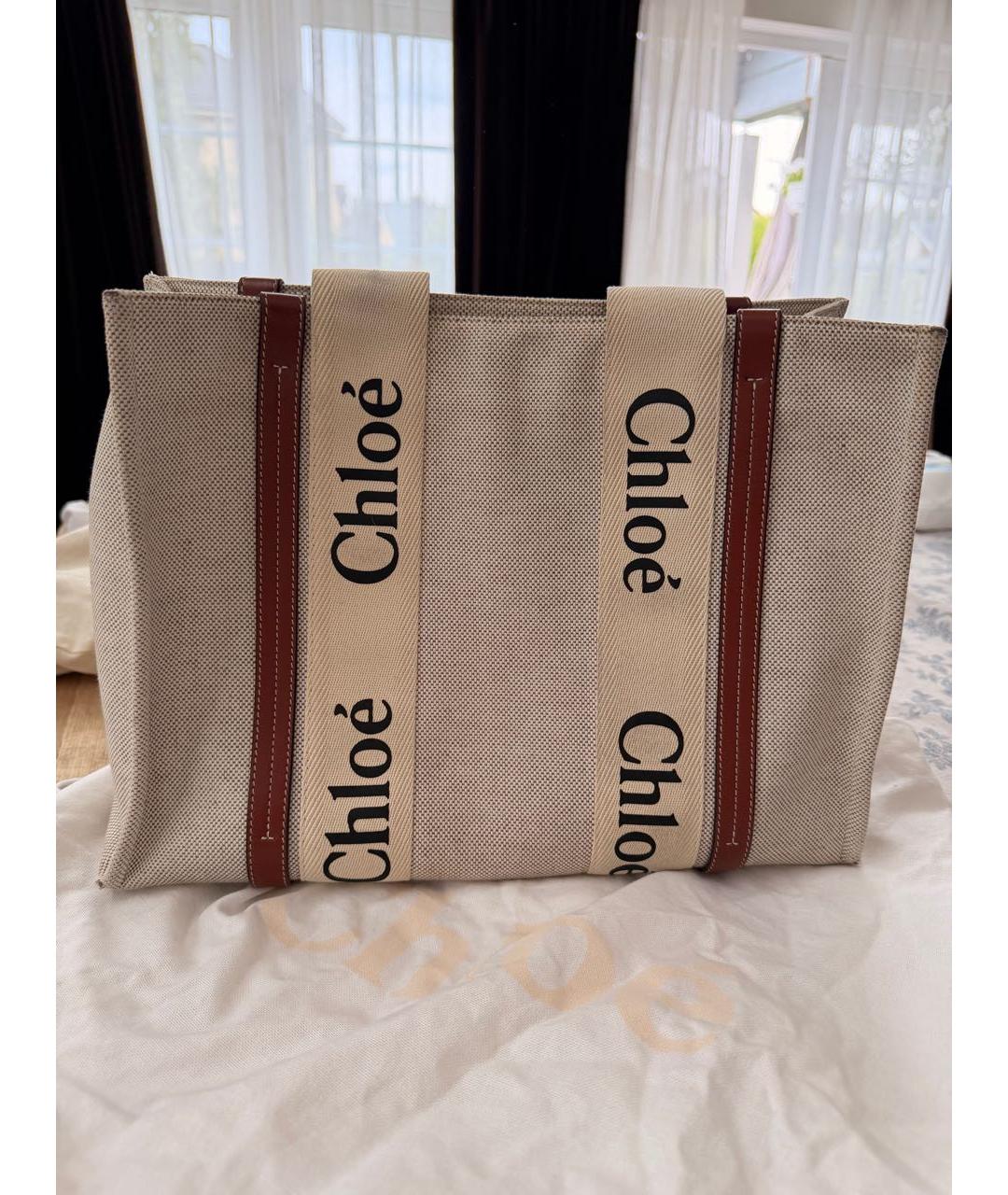 CHLOE Бежевая тканевая сумка тоут, фото 3