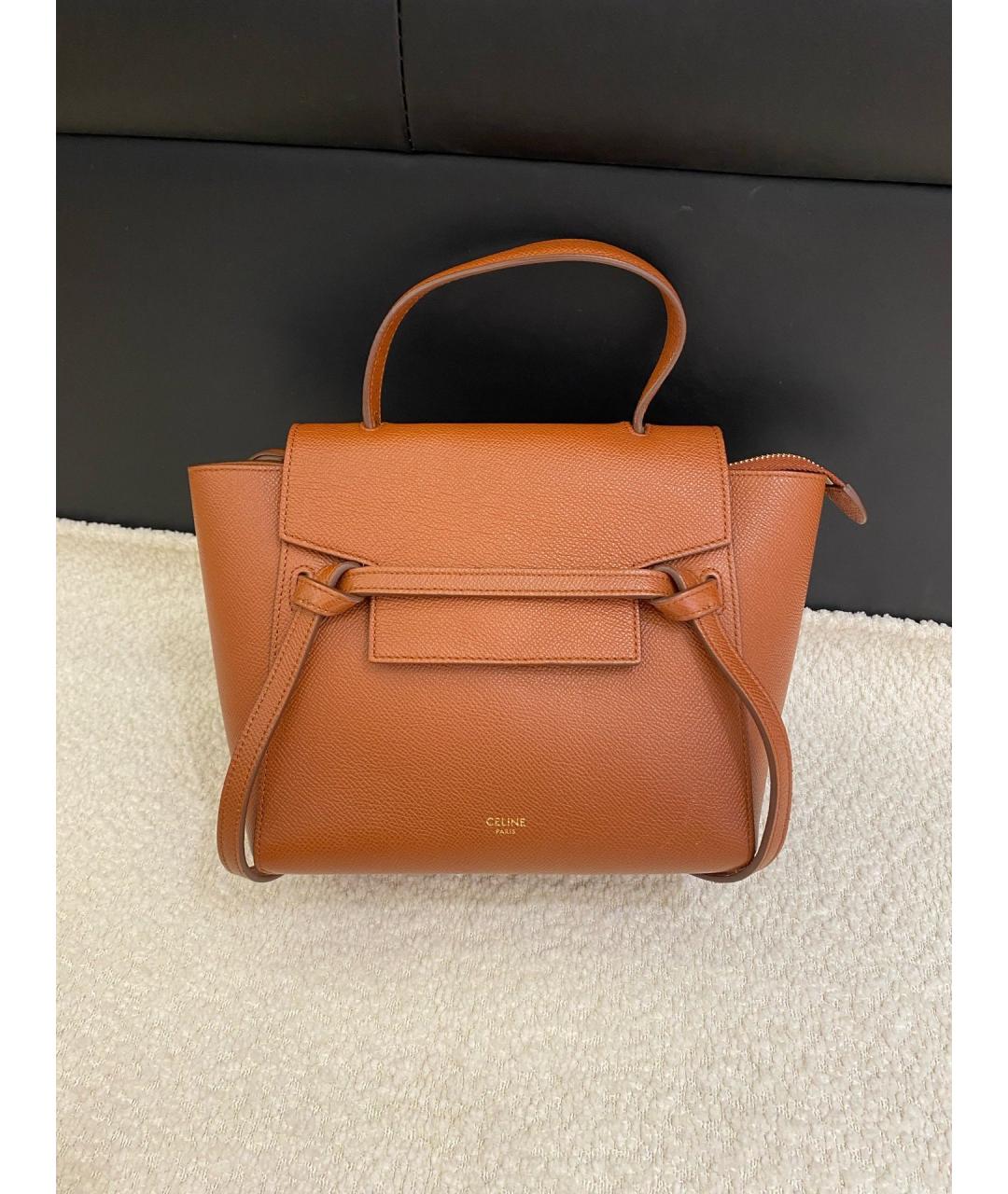CELINE Оранжевая кожаная сумка тоут, фото 2